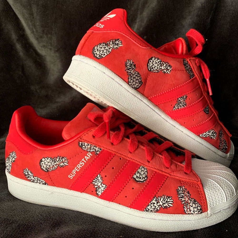 Adidas superstar red pineapple print